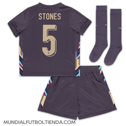 Camiseta Inglaterra John Stones #5 Segunda Equipación Replica Eurocopa 2024 para niños mangas cortas (+ Pantalones cortos)